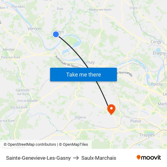 Sainte-Genevieve-Les-Gasny to Saulx-Marchais map