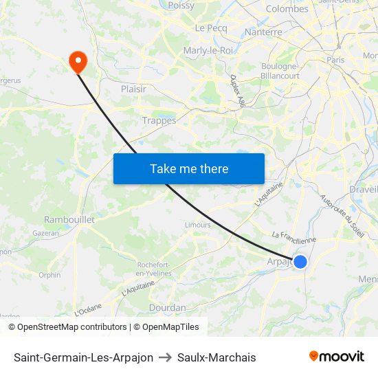 Saint-Germain-Les-Arpajon to Saulx-Marchais map