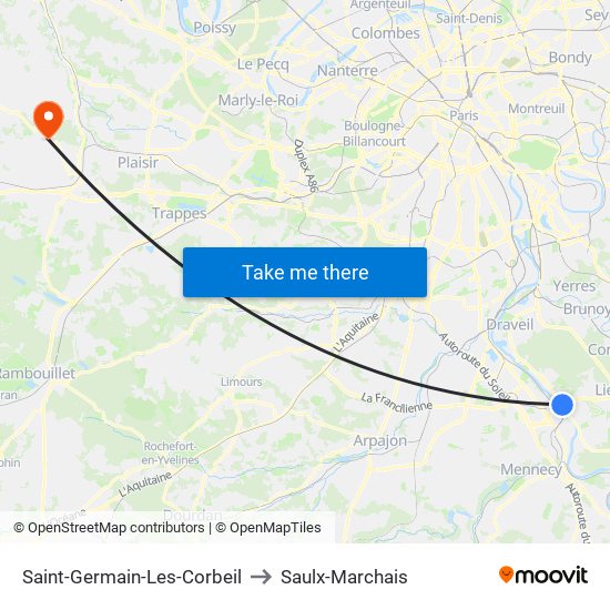 Saint-Germain-Les-Corbeil to Saulx-Marchais map
