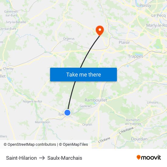 Saint-Hilarion to Saulx-Marchais map