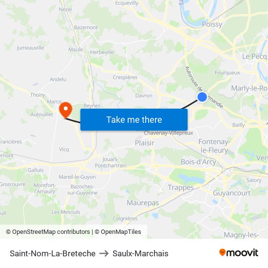 Saint-Nom-La-Breteche to Saulx-Marchais map