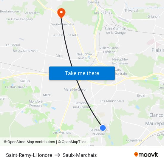 Saint-Remy-L'Honore to Saulx-Marchais map