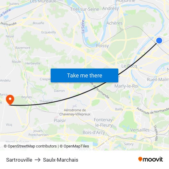 Sartrouville to Saulx-Marchais map