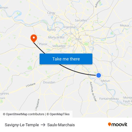 Savigny-Le-Temple to Saulx-Marchais map