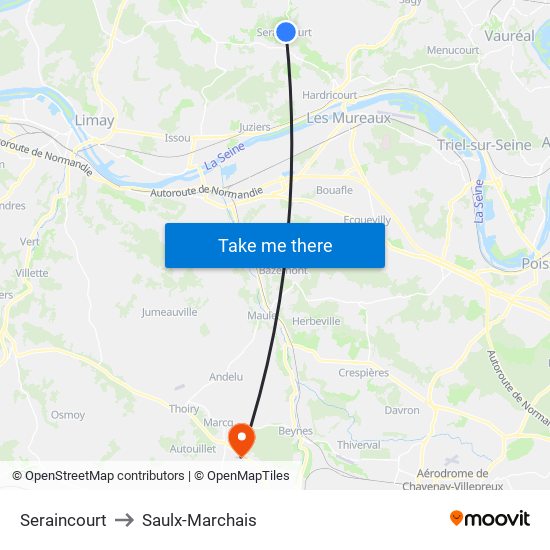 Seraincourt to Saulx-Marchais map