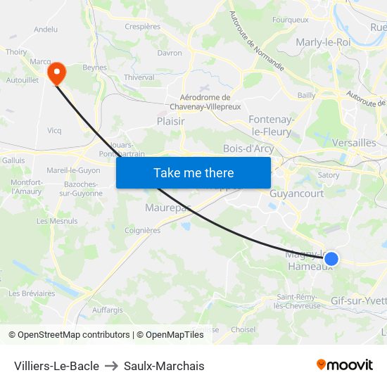 Villiers-Le-Bacle to Saulx-Marchais map