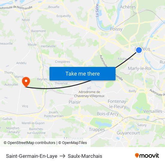 Saint-Germain-En-Laye to Saulx-Marchais map