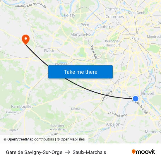 Gare de Savigny-Sur-Orge to Saulx-Marchais map