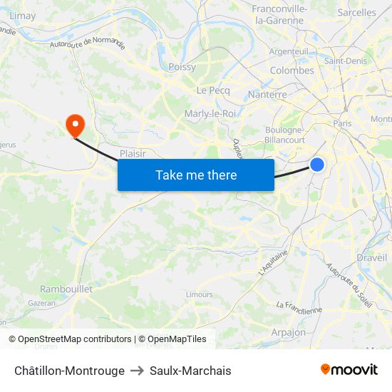 Châtillon-Montrouge to Saulx-Marchais map