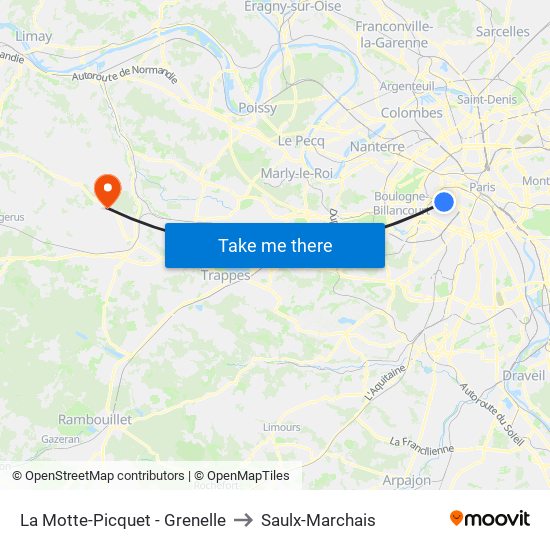 La Motte-Picquet - Grenelle to Saulx-Marchais map