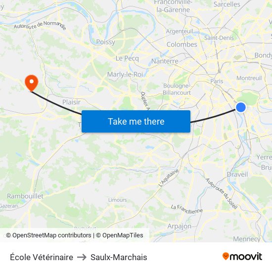 École Vétérinaire to Saulx-Marchais map