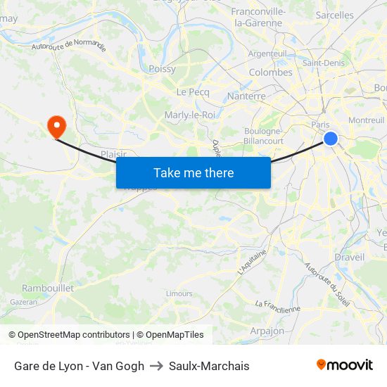 Gare de Lyon - Van Gogh to Saulx-Marchais map