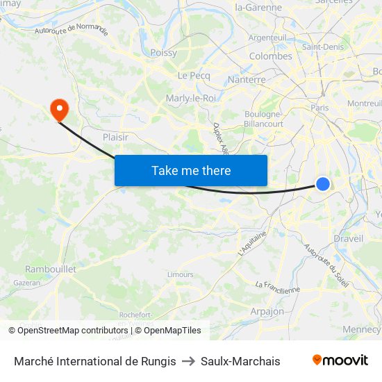 Marché International de Rungis to Saulx-Marchais map