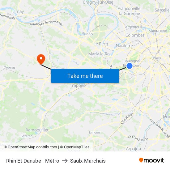 Rhin Et Danube - Métro to Saulx-Marchais map