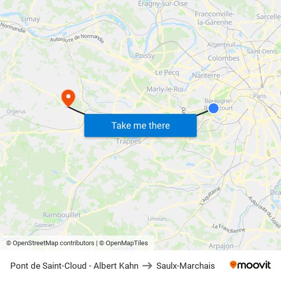 Pont de Saint-Cloud - Albert Kahn to Saulx-Marchais map
