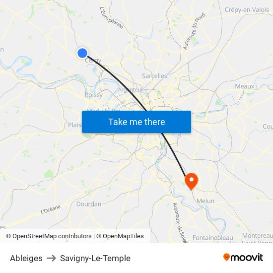 Ableiges to Savigny-Le-Temple map