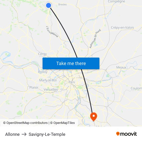 Allonne to Savigny-Le-Temple map