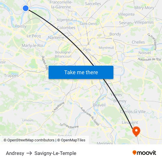 Andresy to Savigny-Le-Temple map