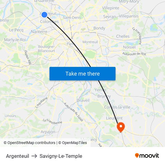 Argenteuil to Savigny-Le-Temple map