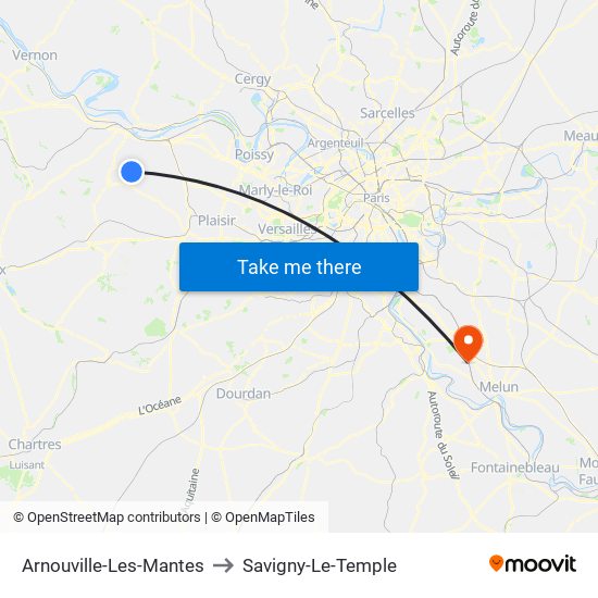 Arnouville-Les-Mantes to Savigny-Le-Temple map