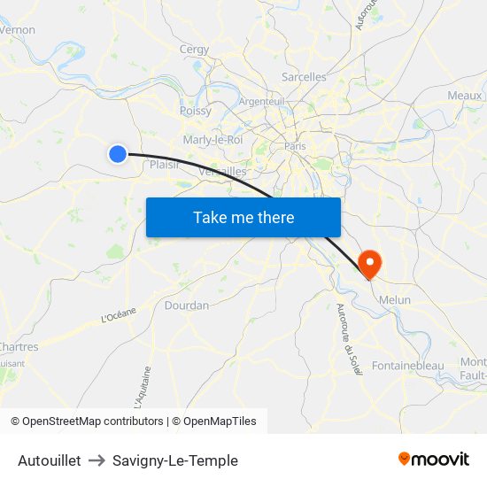 Autouillet to Savigny-Le-Temple map