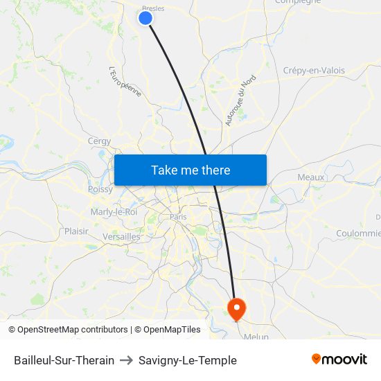 Bailleul-Sur-Therain to Savigny-Le-Temple map