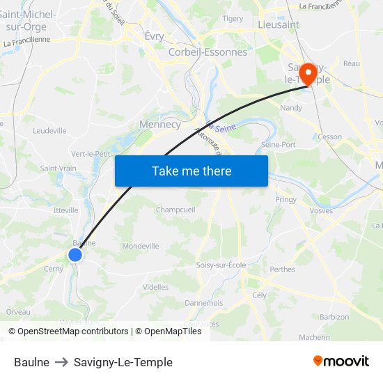 Baulne to Savigny-Le-Temple map