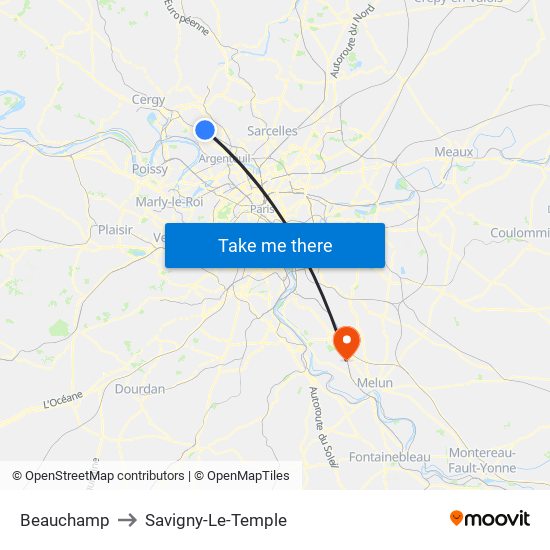 Beauchamp to Savigny-Le-Temple map