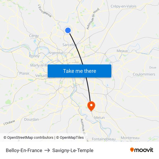 Belloy-En-France to Savigny-Le-Temple map