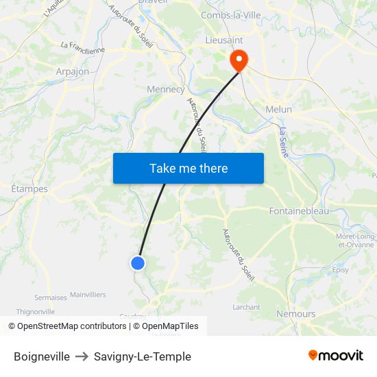 Boigneville to Savigny-Le-Temple map