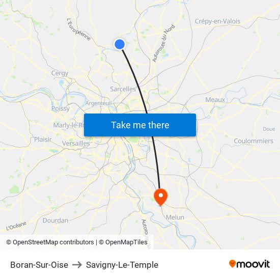 Boran-Sur-Oise to Savigny-Le-Temple map