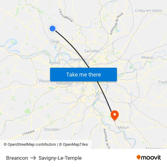 Breancon to Savigny-Le-Temple map