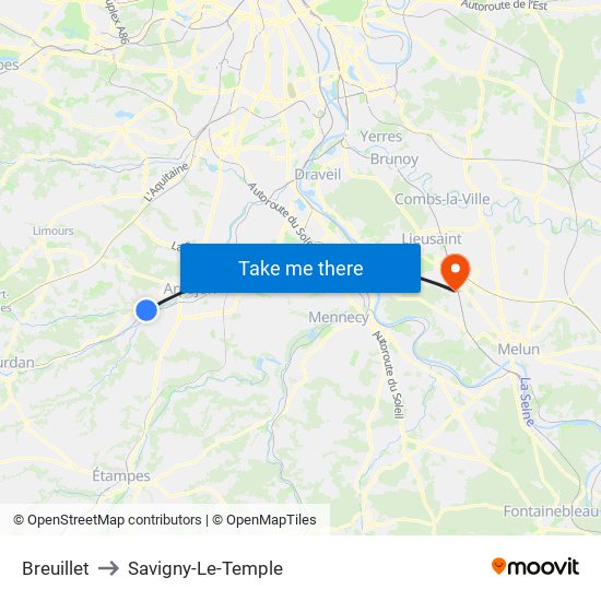 Breuillet to Savigny-Le-Temple map