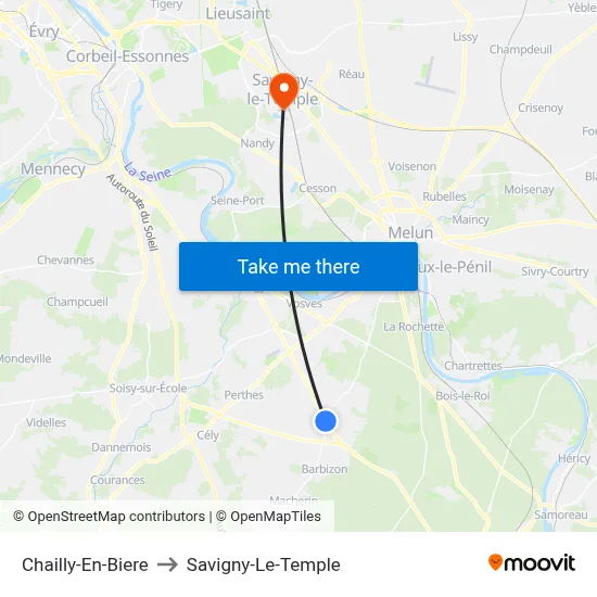 Chailly-En-Biere to Savigny-Le-Temple map