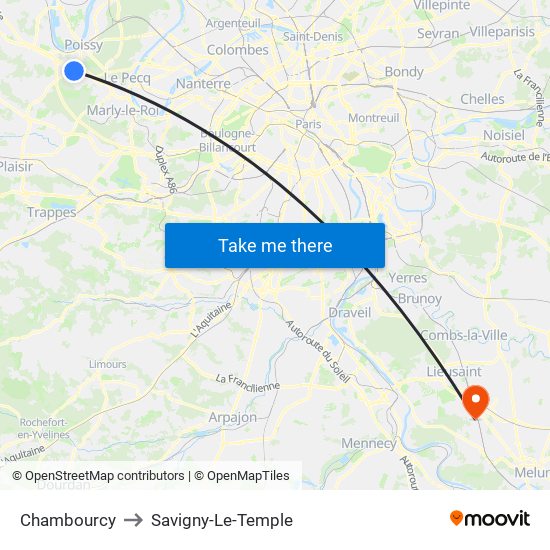 Chambourcy to Savigny-Le-Temple map