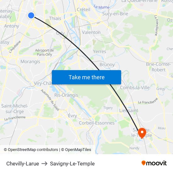 Chevilly-Larue to Savigny-Le-Temple map