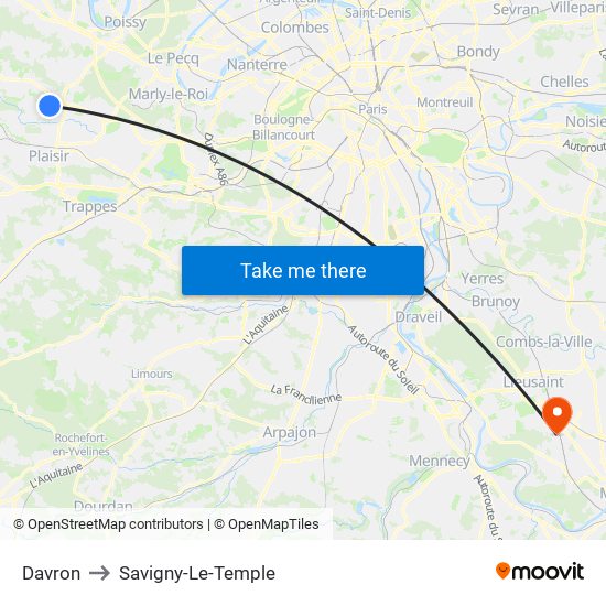 Davron to Savigny-Le-Temple map