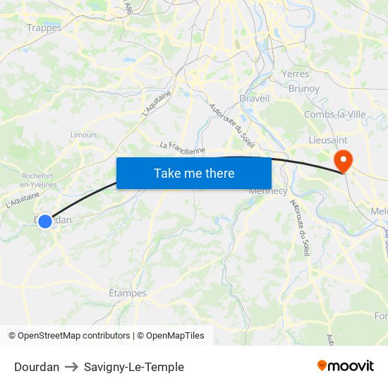 Dourdan to Savigny-Le-Temple map