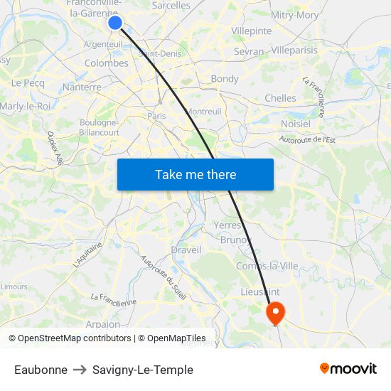 Eaubonne to Savigny-Le-Temple map