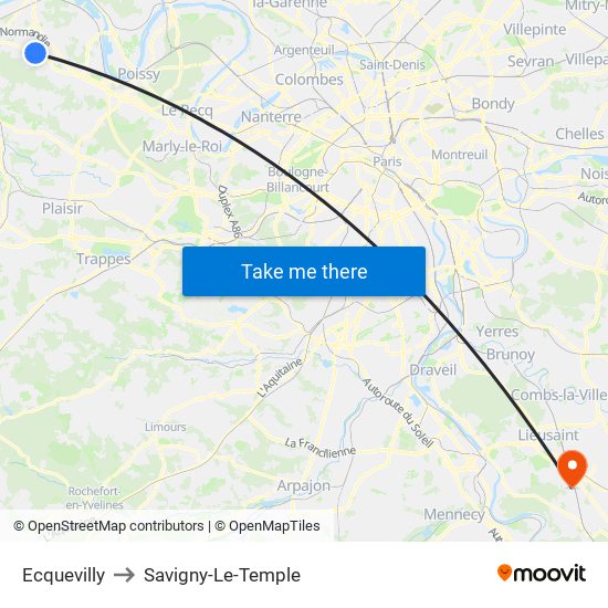 Ecquevilly to Savigny-Le-Temple map