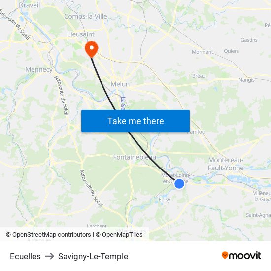 Ecuelles to Savigny-Le-Temple map