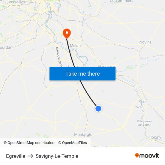 Egreville to Savigny-Le-Temple map