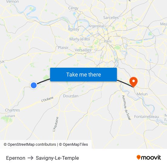Epernon to Savigny-Le-Temple map