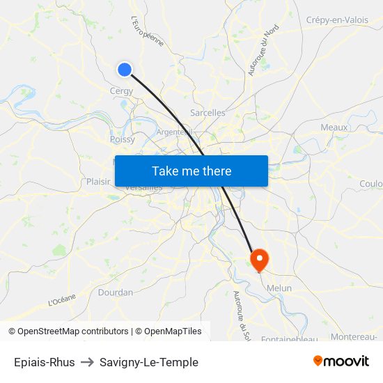 Epiais-Rhus to Savigny-Le-Temple map