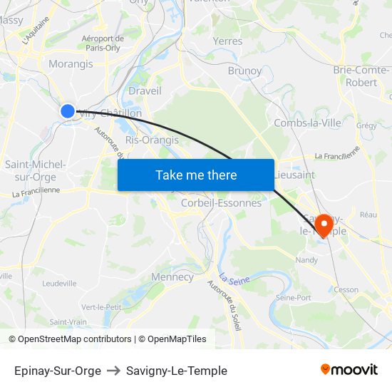 Epinay-Sur-Orge to Savigny-Le-Temple map