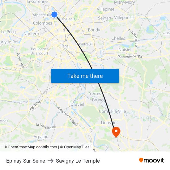Epinay-Sur-Seine to Savigny-Le-Temple map