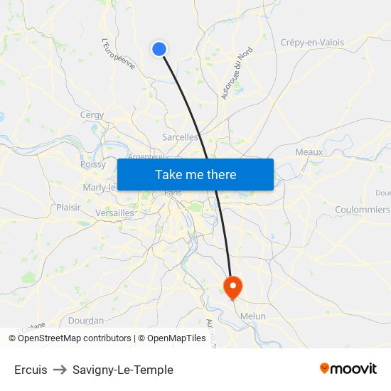 Ercuis to Savigny-Le-Temple map