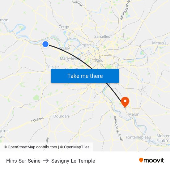 Flins-Sur-Seine to Savigny-Le-Temple map