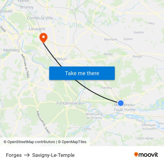 Forges to Savigny-Le-Temple map