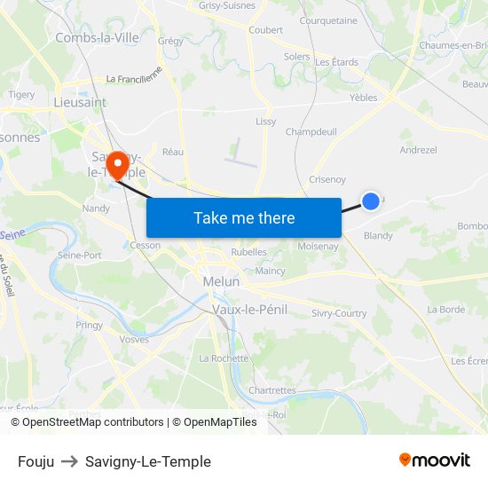 Fouju to Savigny-Le-Temple map